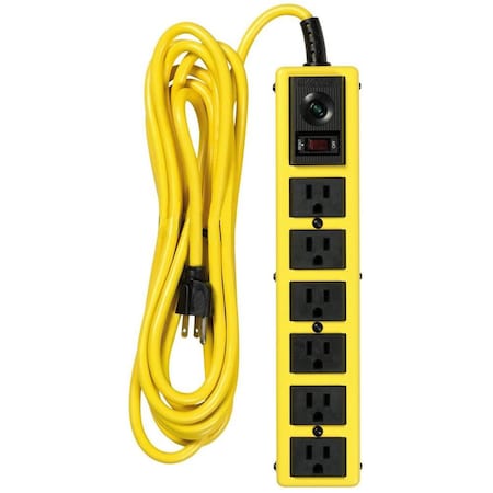 Southwire Yellow Jacket 15 Ft. L 6 Outlets Power Strip W/Surge Protection Yellow 1050 J